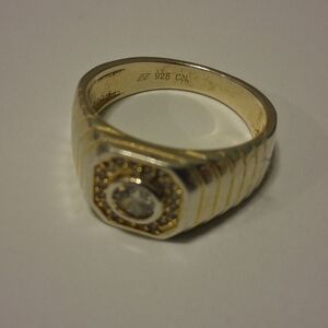 925 CN Men's Signet Ring with Clear Stone